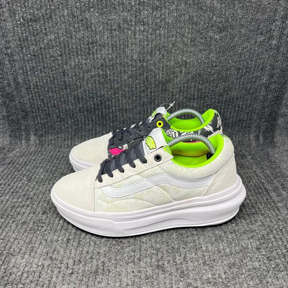 NEW VANS Old Skool Overt CC Canvas Suede White Multi Neon Green Pink Women’s 7.5 - Picture 3 of 8